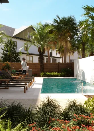 9 Bedroom Garden Pool Backyard View with lunge chairs and private pool