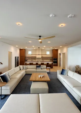 view of living room including couch and chairs