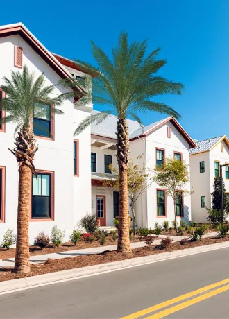 Image of the exterior of vacation homes at Evermore Orlando Resort.