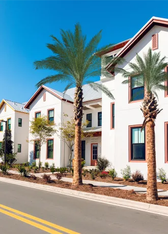 Vacation Houses at Evermore Image of the exterior of vacation homes at Evermore Orlando Resort.