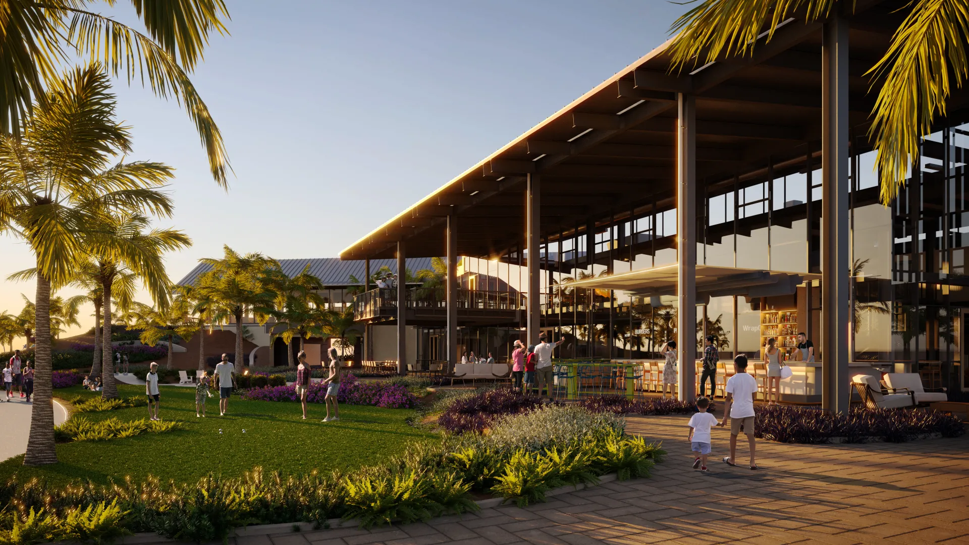 The Landing Entrance The Landing food hall exterior entrance with view of lawn