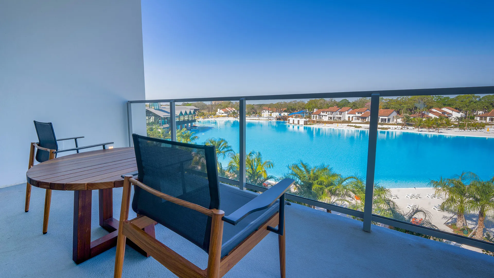 Premium Evermore Bay View Flat Balcony Image of the balcony of a Premium Evermore Bay View Flat at Evermore Orlando Resort.
