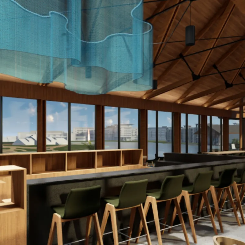 Twin View Bar Twin View bar interior overlooking evermore bay