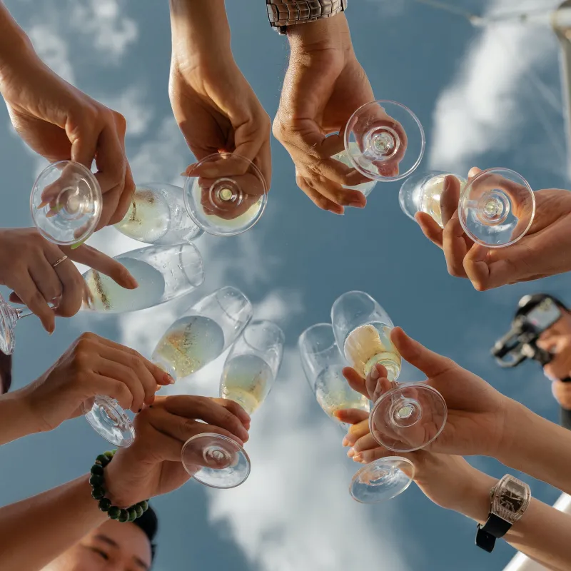 Girls weekend champagne toast