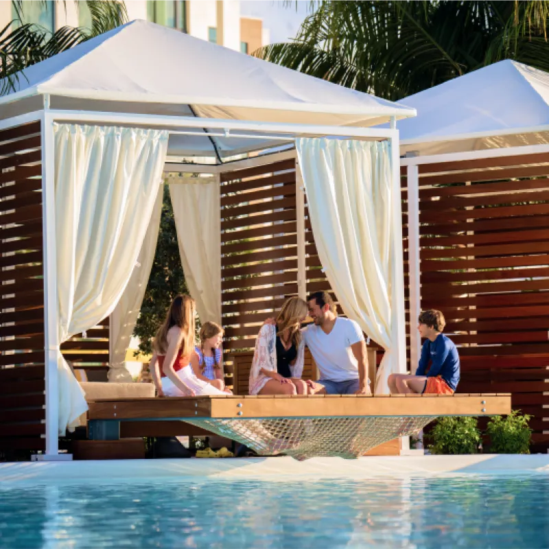 Family in Private Cabanas