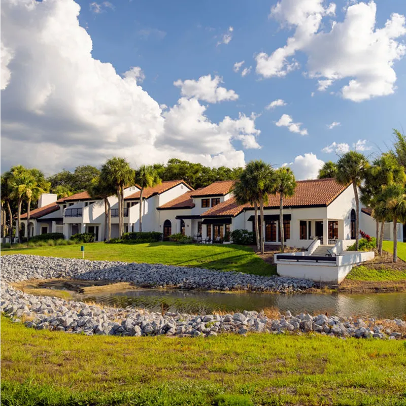 Image of the exterior of the Cypress Villas at Evermore Orlando Resort.