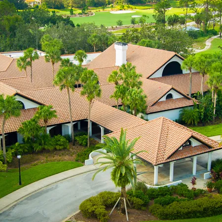 An aerial view of the Evermore Meeting Center at Evermore Orlando Resort.