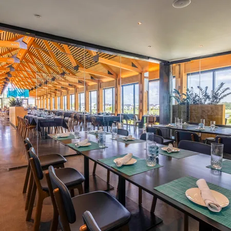An image of the interior of the Twin View private dining room at Evermore Orlando Resort.
