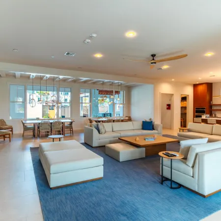 An image of a 3 story living room in an Evermore House.